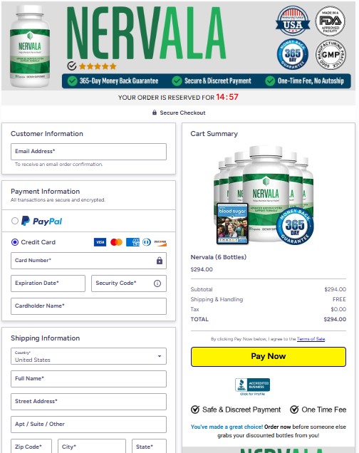 Order Nervala Secure Checkout Process